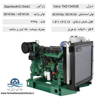 دیزل ژنراتور ولوو TAD1345GE -501KVA