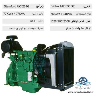 دیزل ژنراتور ولوو TAD530GE-94 KVA