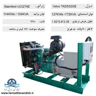 دیزل ژنراتور ولوو TAD532GE-170KVA