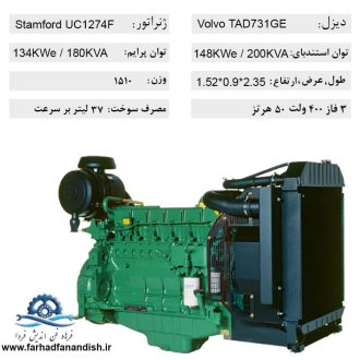 دیزل ژنراتور ولوو TAD731GE-167KVA