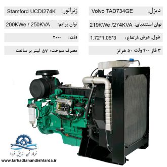 دیزل ژنراتور ولوو TAD734GE-275KVA